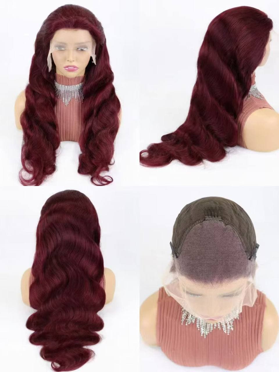 Promotion 13*4 Lace frontal Body Wave Long wig 100% human hair 200%density 99j color - 99J