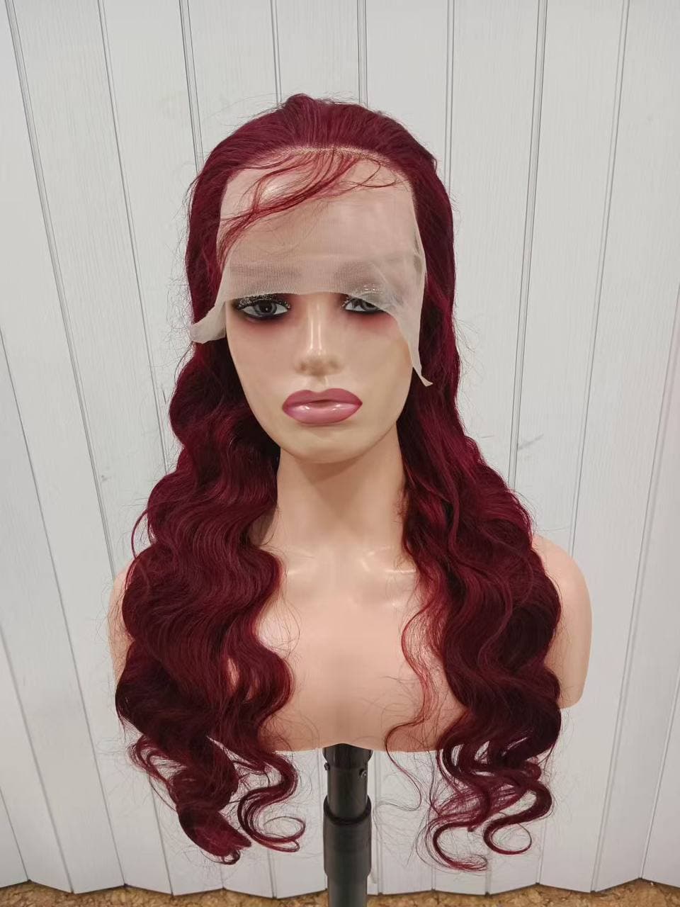 Promotion 13*4 Lace frontal Body Wave Long wig 100% human hair 200%density 99j color - 99J