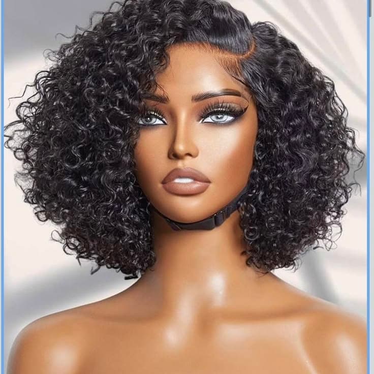 12A 5*5 Lace Jerry curly 300%density Vietnamese Human Hair 10inch - 1B