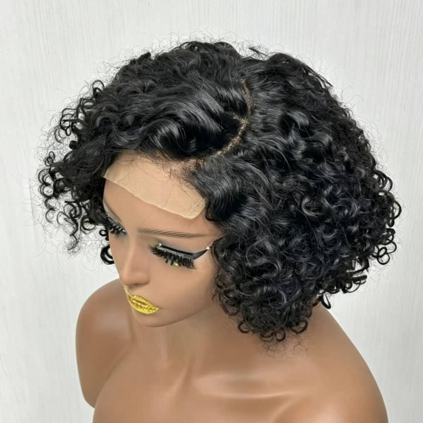 12A 5*5 Lace Jerry curly 300%density Vietnamese Human Hair 10inch - 1B