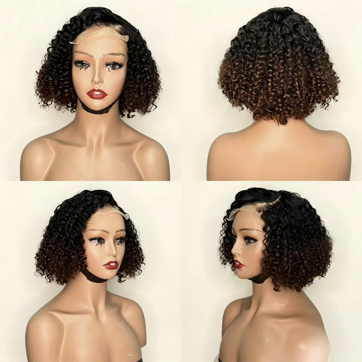 12A 5*5 Lace Jerry curly 300%density Vietnamese Human Hair 10inch - 1B/4