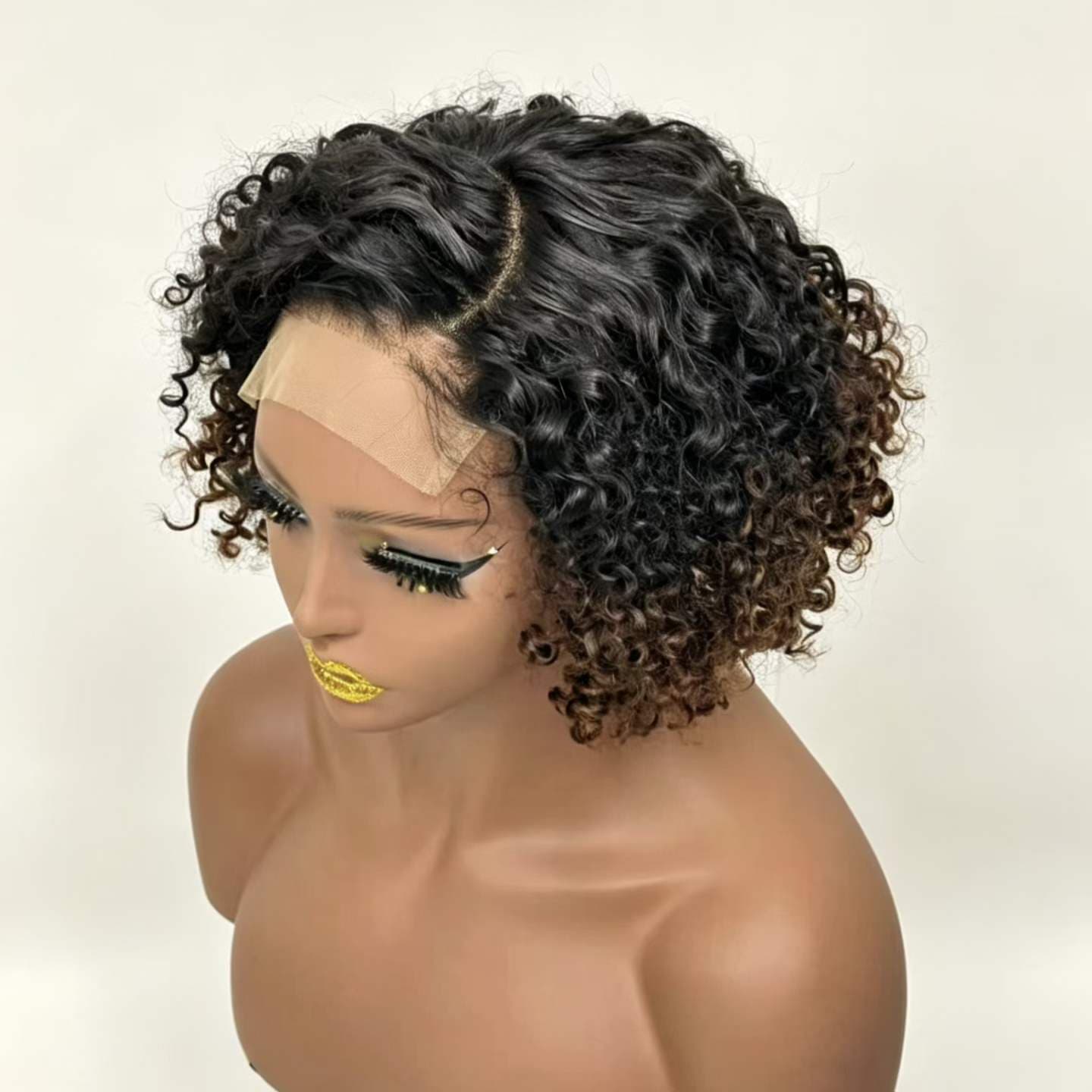 12A 5*5 Lace Jerry curly 300%density Vietnamese Human Hair 10inch - 1B/4