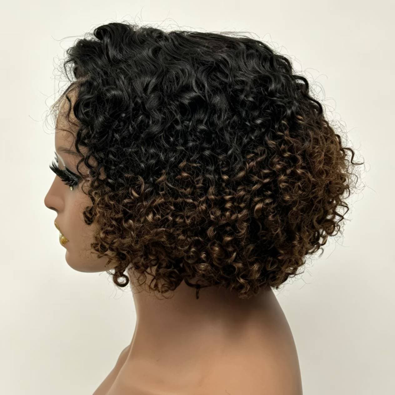 12A 5*5 Lace Jerry curly 300%density Vietnamese Human Hair 10inch - 1B/4