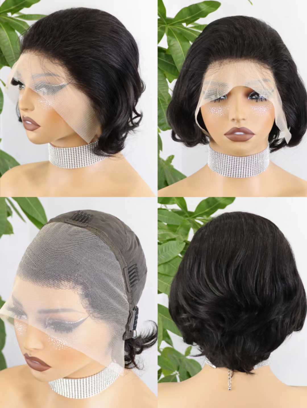 13*4 pixie straight wigs - 1B