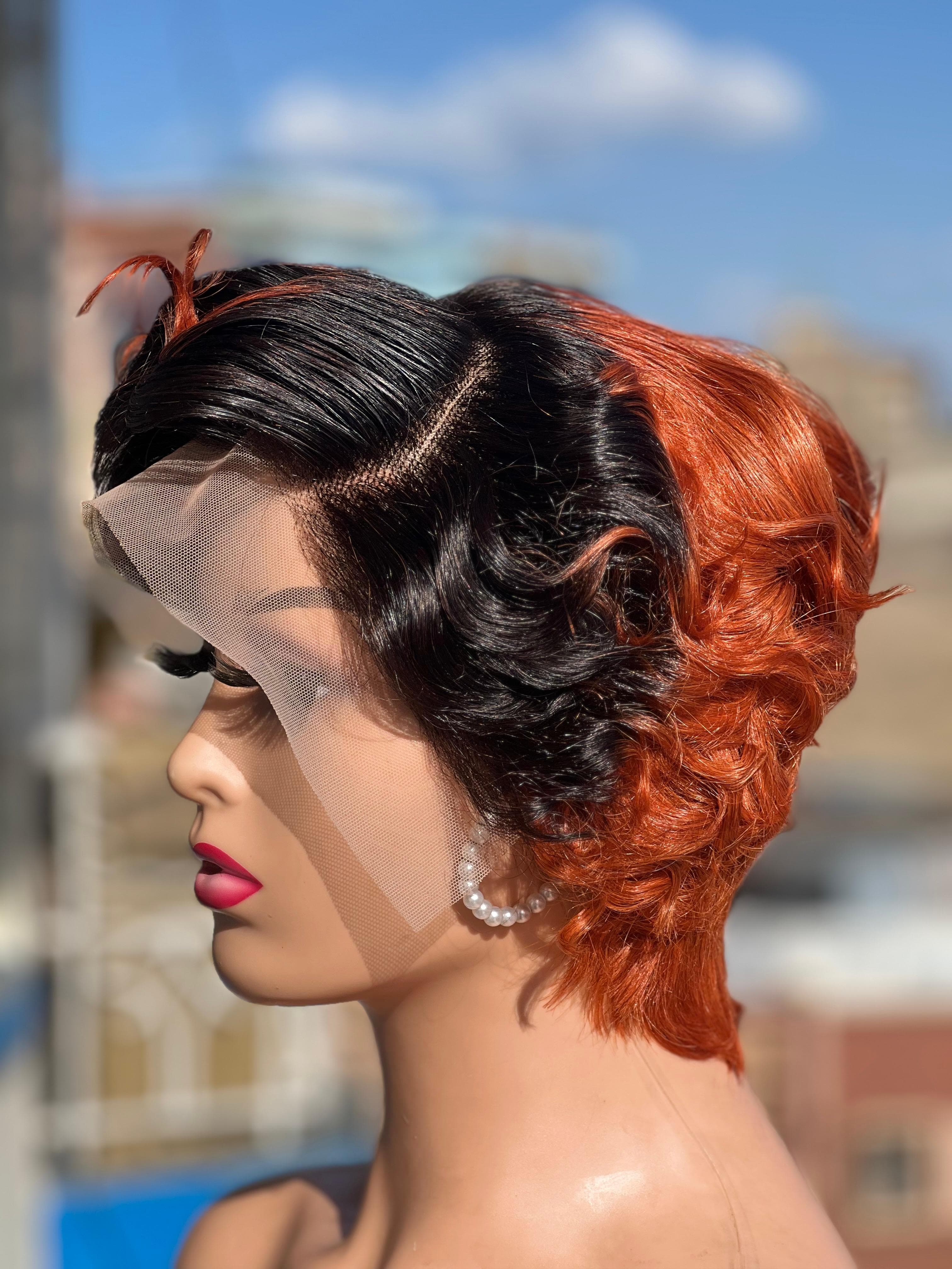 13*4 pixie straight wigs - 1B/350