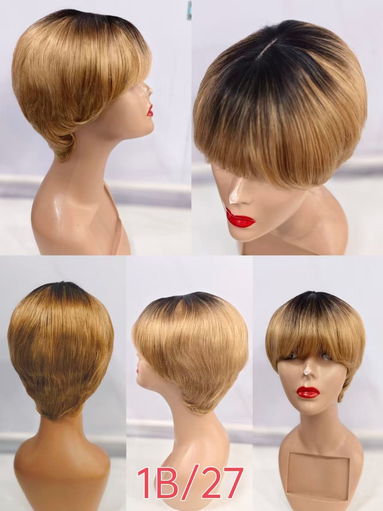 Fringe Short Wig 100% human hair - 1B/27