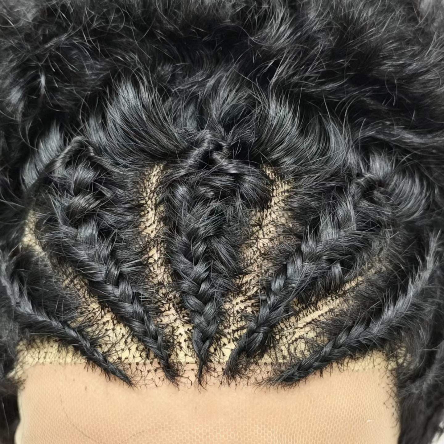 13X4 Lace Front Braided Afro Human Hair Wigs 100%Human hair - 1B
